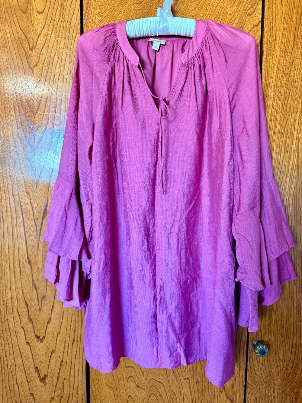 a.n.a Ruffle Bell Sleeve Pink Mini Dress with Pockets L